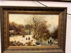 Schilderij: Winterlandschap met Schaatsers, Antiek en Kunst, Kunst | Schilderijen | Klassiek, Ophalen