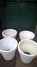 4 X BLOEMPOT GROOT KUNSTSTOF WIT DIAMETER 39 X H 35, Tuin en Terras, Bloempotten, Kunststof, Gebruikt, Rond, Tuin