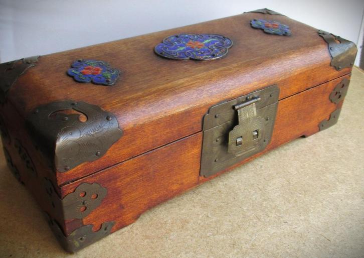 Juwelendoos antiek~Chinees Sieradendoosje~Emaille cartouche, Antiek en Kunst, Kunst | Niet-Westerse kunst, Ophalen of Verzenden