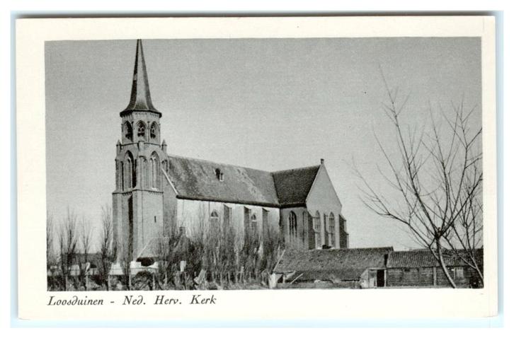 Loosduinen, Ned. Herv. Kerk, Verzamelen, Ansichtkaarten | Nederland, Ongelopen, Zuid-Holland, 1940 tot 1960, Ophalen of Verzenden