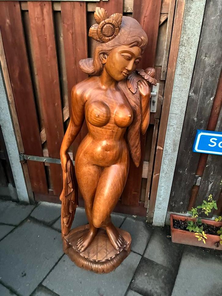 Houten beeld naakte dame - Indonesië - 150cm, Antiek en Kunst, Kunst | Beelden en Houtsnijwerken, Ophalen
