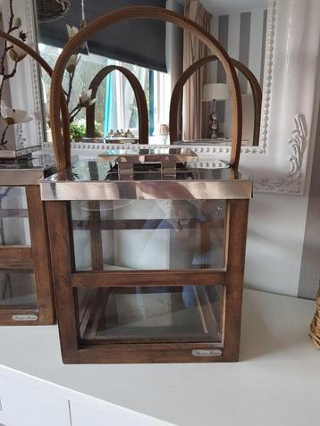 Riviera maison  lantaarn/windlicht  hout/glas beschikbaar voor biedingen