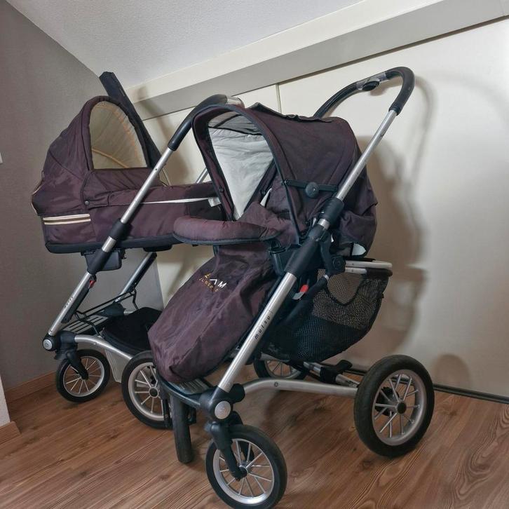 2x Mutsy 4rider kinderwagens team Brown + autostoel, Kinderen en Baby's, Kinderwagens en Combinaties, Zo goed als nieuw, Combiwagen