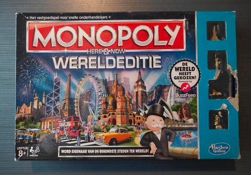 Monopoly Wereld Editie Here & Now, Hasbro, Hobby en Vrije tijd, Gezelschapsspellen | Bordspellen, Zo goed als nieuw, Ophalen of Verzenden