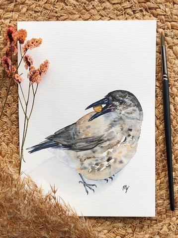 Aquarel notenkraker 14,8 x 21 cm beschikbaar voor biedingen