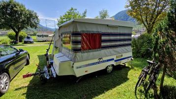 Paradiso vouwwagen + voortent + luifel + stapelbed+fietsrek  beschikbaar voor biedingen
