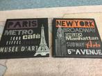 Schilderijen Canvas Parijs en New York, Huis en Inrichting, Woonaccessoires | Schilderijen, Tekeningen en Foto's, Minder dan 50 cm