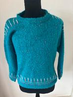 Handgemaakte blauwe wollen trui - Maat M, Kleding | Dames, Truien en Vesten, Ophalen of Verzenden, Zo goed als nieuw, Maat 38/40 (M)