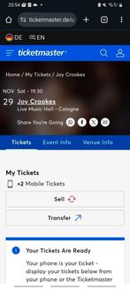 2 Tickets Joy Crookes in Keulen - 29.11, Twee personen, November