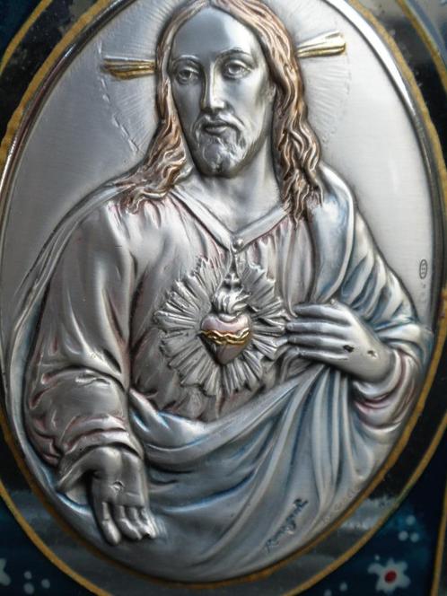 Plaquette Jezus Christus in zilver van Romagnoli by Giglio., Antiek en Kunst, Antiek | Religie, Ophalen of Verzenden