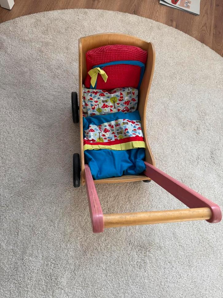 Poppenwagen hout, Kinderen en Baby's, Speelgoed | Houten speelgoed, Gebruikt, Ophalen