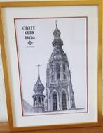 Grote Kerk Breda, 42x54 cm., Antiek en Kunst, Ophalen of Verzenden