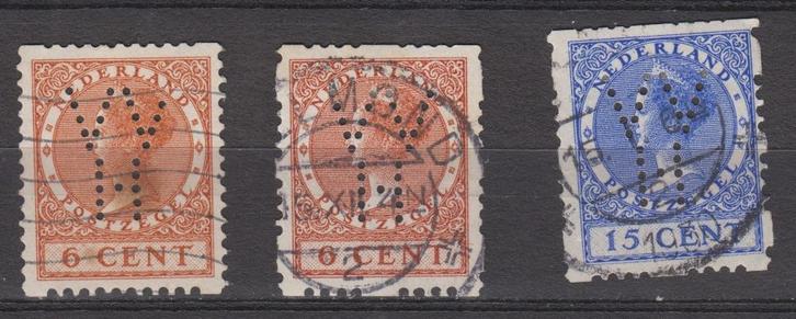3 rolzegels perfin VVH, Postzegels en Munten, Postzegels | Nederland, Gestempeld, T/m 1940, Verzenden