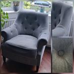 Grijze fauteuil, barok/landelijke stijl, Huis en Inrichting, Ophalen, Hout, Gebruikt, 75 tot 100 cm