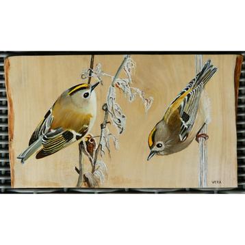 Schilderij goudhaantjes op hout voor huis of tuin beschikbaar voor biedingen