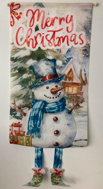 Sneeuwpop banner doek hanger kerstdecoratie 40x95cm ster beschikbaar voor biedingen