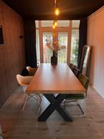 Eettafel 2,40 x 1,00 mtr, Huis en Inrichting, Tafels | Eettafels, Eikenhout, 200 cm of meer, Zo goed als nieuw, Rechthoekig