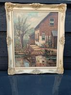 Prachtig schilderij van de achterkant van een woning., Ophalen of Verzenden