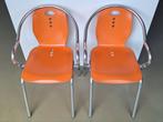 paar vintage Indecasa design arm-stoelen aluminium buisframe, Huis en Inrichting, Ophalen, Kunststof, Gebruikt, Twee