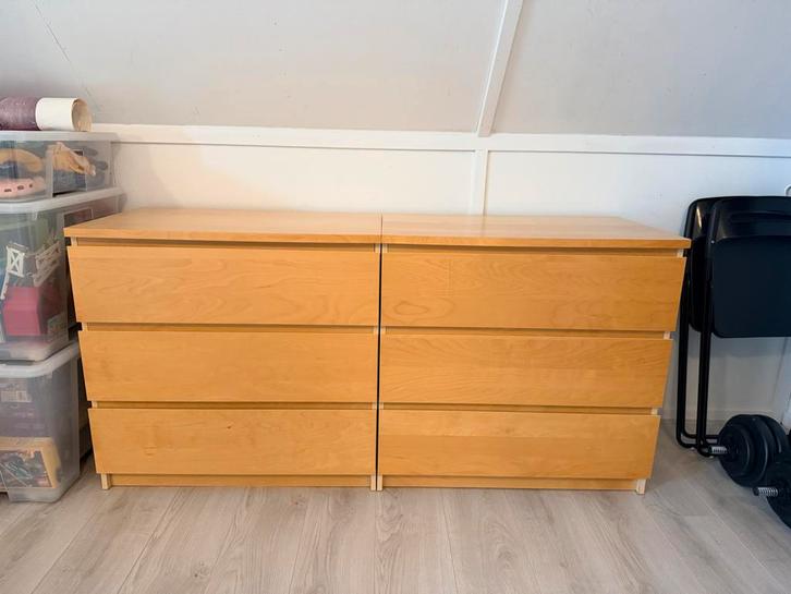 2x Ikea Malm ladekast met 3 lades, Huis en Inrichting, Kasten | Ladekasten, Zo goed als nieuw, Minder dan 100 cm, 100 tot 150 cm
