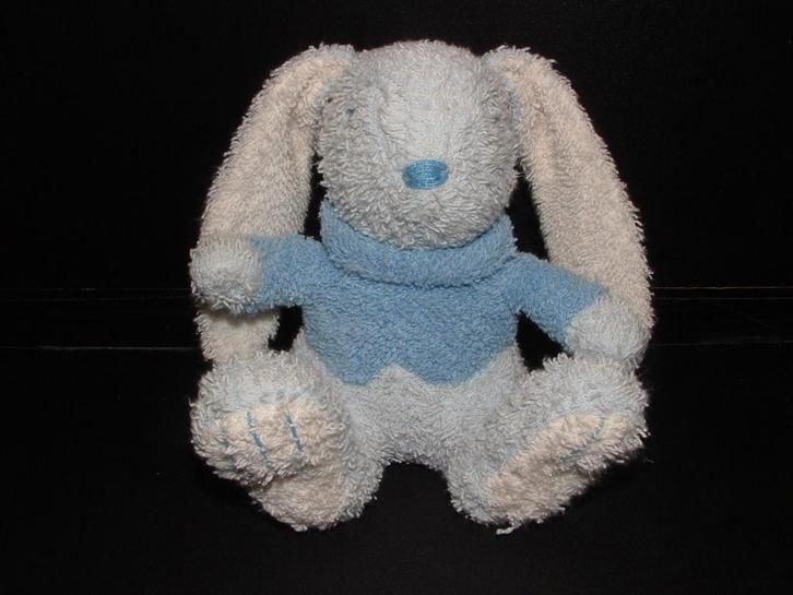 HAPPY HORSE KONIJN BADSTOF LICHTBLAUW/BLAUW MET BLAUWE, Kinderen en Baby's, Speelgoed | Knuffels en Pluche, Nieuw, Overige typen