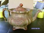 theepot Aziatisch bruin goud met leeuwenkop knop en bloemen, Verzenden