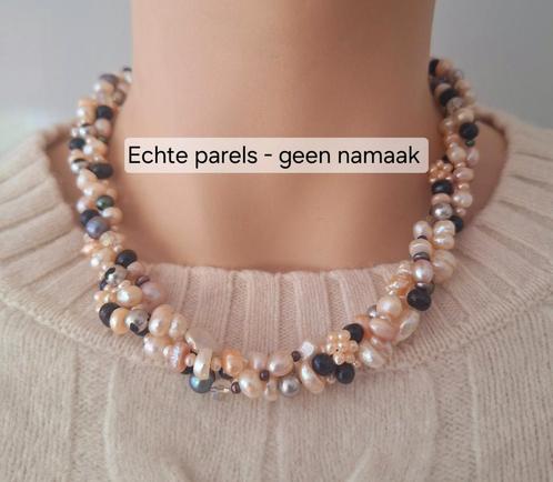 Zoetwaterparel collier – zalm, roze, wit & zwart, Sieraden, Tassen en Uiterlijk, Kettingen, Nieuw, Zilver, Overige kleuren, Ophalen of Verzenden