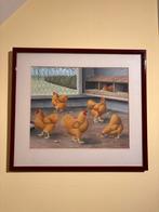Schilderij Joh. Lentink - Wyandotte Kippen, 1945, Ophalen of Verzenden