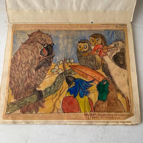 Claes Huisman - Originele tekeningen in kinderprentenboek, Antiek en Kunst, Kunst | Tekeningen en Foto's, Ophalen of Verzenden