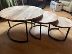 Mango houten salon tafeltjes!, Ophalen, 50 tot 100 cm, Rond, Zo goed als nieuw
