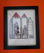 Karin Campfens "wie in een glazen huis woont" gesigneerd, Antiek en Kunst, Ophalen of Verzenden