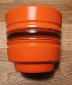 Leuke oranje bruine retro bloempot 13 cm hoog, Ophalen, Gebruikt, Rond, Tuin