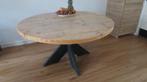 Ronde steigerhouten eettafel, Ophalen, Gebruikt, Rond, Vijf personen of meer