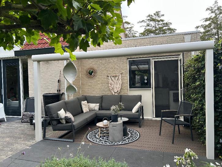 Witte aluminium veranda 10m2 met opaal polycarbonaatplaten, Tuin en Terras, Overkappingen, Gebruikt, Veranda, Ophalen