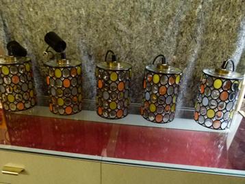 5x vintage hanglamp glas 60er glashutte Limburg stukprijs beschikbaar voor biedingen