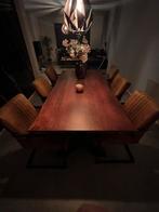 Boomstam eettafel + 6 stoelen - Rookvrij huis!, Ophalen
