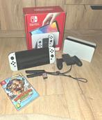 Nintendo Switch OLED Wit + Mario Kart & Donkey Kong, Met games, Zo goed als nieuw, Met 1 controller, Switch OLED