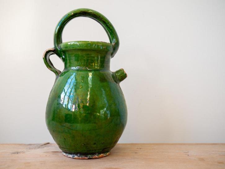 Oude Franse geglazuurde gargoulette waterkan uit de Provence, Antiek en Kunst, Antiek | Keramiek en Aardewerk, Ophalen of Verzenden
