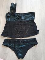 Sexy wetlook kanten setje van cottelli collection Maat L, Kleding | Dames, Verzenden, Zwart
