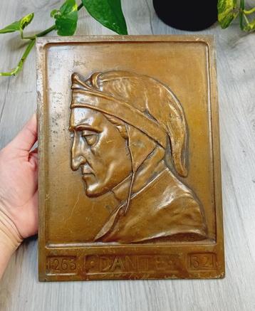 Antieke bronzen plaquette van Dante beschikbaar voor biedingen