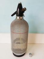 vintage glazen sifon Seltzer spuitfles met verchroomd gaas, Antiek en Kunst, Ophalen