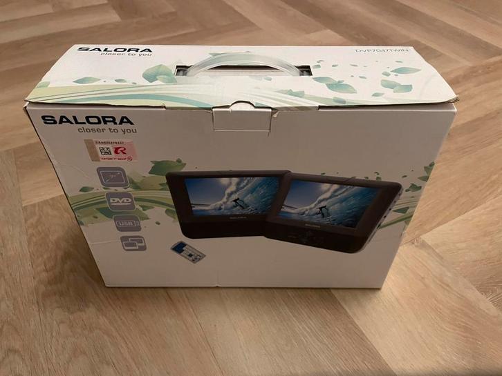 Portable DVD speler met 2 schermen (Salora DVP-7047TWIN), Audio, Tv en Foto, Dvd-spelers, Gebruikt, Dvd-speler, Overige merken