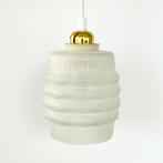vintage Scandinavisch design LAMP wit gesuikerd glas messing, Huis en Inrichting, Lampen | Hanglampen, Gebruikt, Vintage mid century fifties retro design