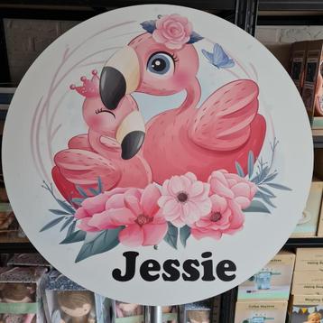 Geboortebord - Ooievaar - Flamingo - Meisje beschikbaar voor biedingen