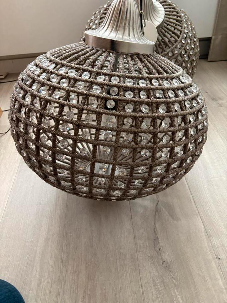 2x Kristallen Hanglampen - Zo Goed Als Nieuw!, Huis en Inrichting, Lampen | Hanglampen, Zo goed als nieuw, 50 tot 75 cm, Glas