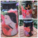 Reverse decoupage vaas, handgemaakt, Ophalen of Verzenden, Zo goed als nieuw, Minder dan 50 cm