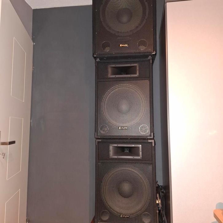 2x full range speakers en 1x subwoofer van Skytec, Audio, Tv en Foto, Luidsprekers, Zo goed als nieuw, Overige typen, 120 watt of meer