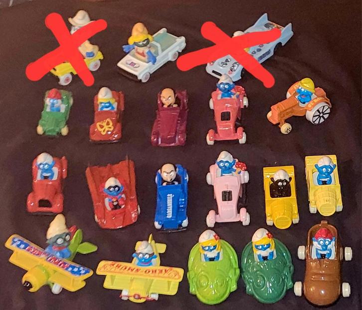 17 verschillende metalen auto's Smurfen ERTL, ESCI, GUISVAL, Verzamelen, Smurfen, Gebruikt, Overige typen, Verschillende Smurfen
