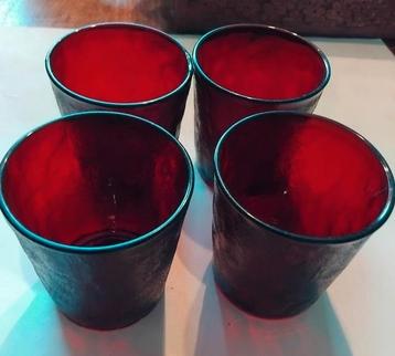 4 Arcopal Arcoroc Sierra Robijnrode bekers beschikbaar voor biedingen