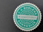 Sluitzegel G.H. Boelens Metaalwarenfabriek Gorredijk, Verzenden